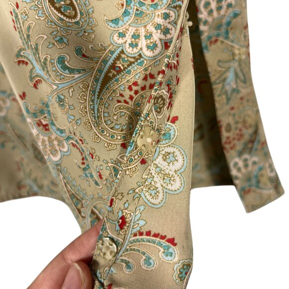 Old Navy Womens Y2K Sleeveless Top Size M Tan Paisley Bohemian Cottagecore Boho - Picture 5 of 7